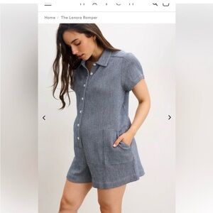 Hatch Lenora Romper - grey/blue shorts and short sleeve